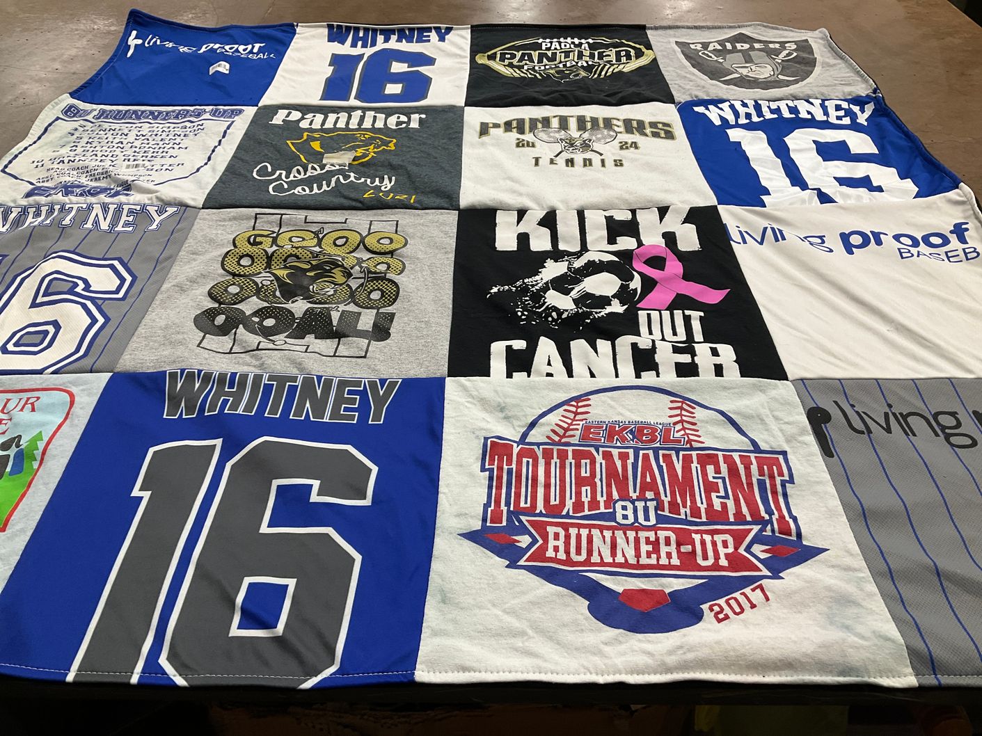 T-shirt quilt featuring panther high school, raiders high school by Kelli from KS
