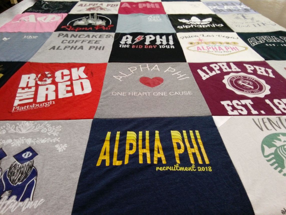 T-shirt quilt from plattsburgh state university by Kayley from NY