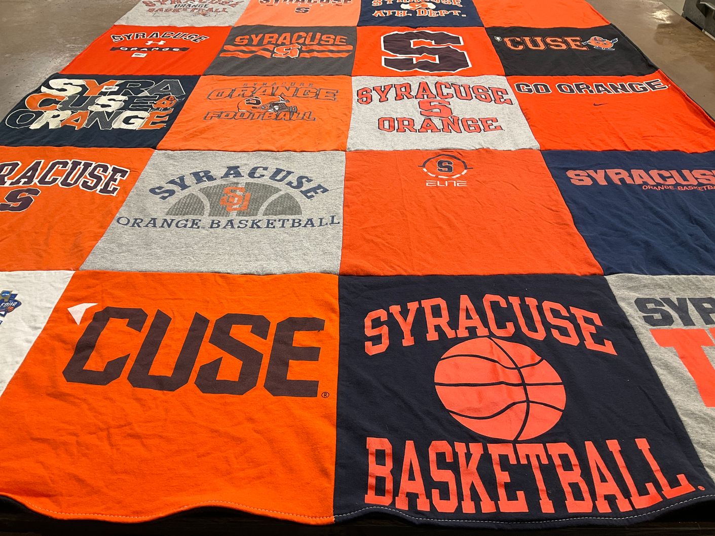 T-shirt quilt from syracuse university by Lorraine from NY