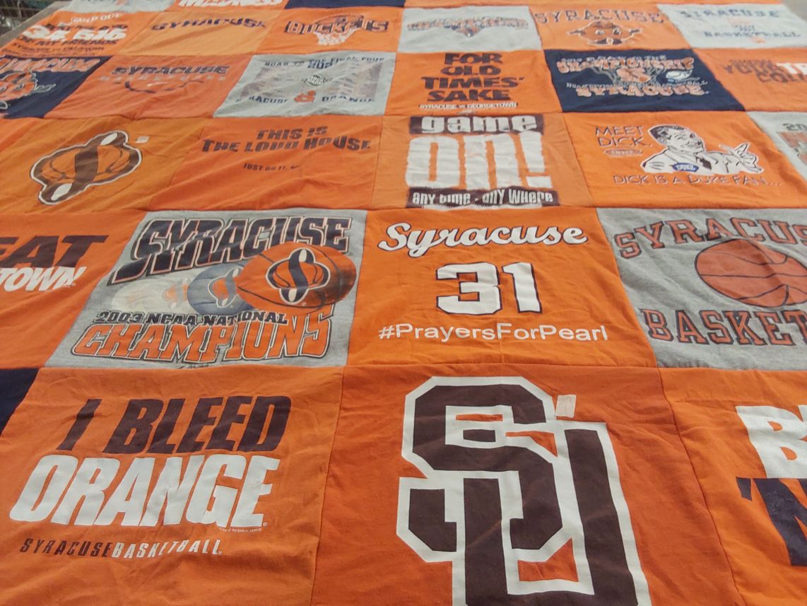 T-shirt quilt featuring syracuse orange basketball by Lorraine from NY