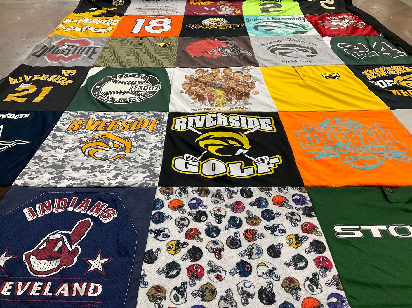 T-shirt quilt featuring riverside sports team by Adam from OH