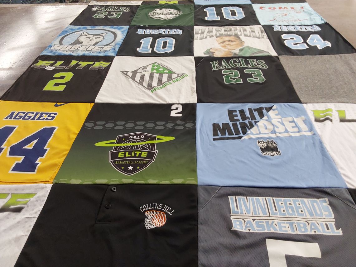 T-shirt quilt from collins hill high school by Katrina from NC