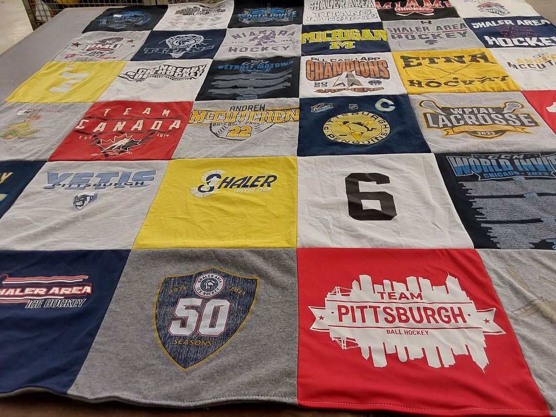 T-shirt quilt featuring pittsburgh ball hockey, shaler titans by Dawn from PA