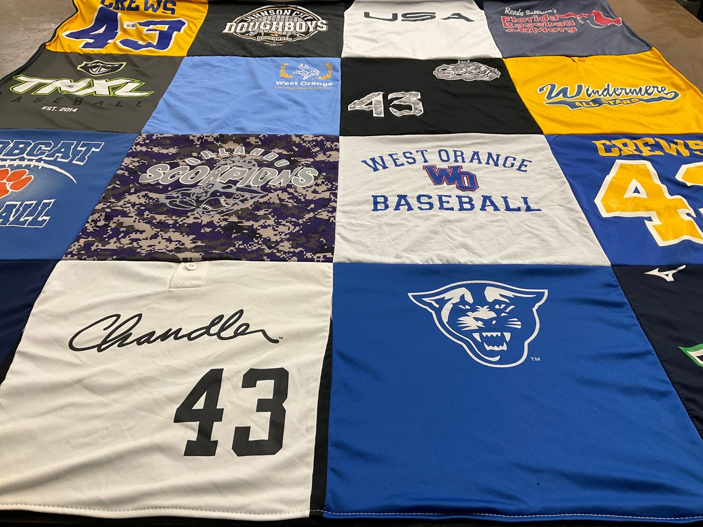 T-shirt quilt featuring west orange high school baseball, windermere high school athletics by Bryan from FL