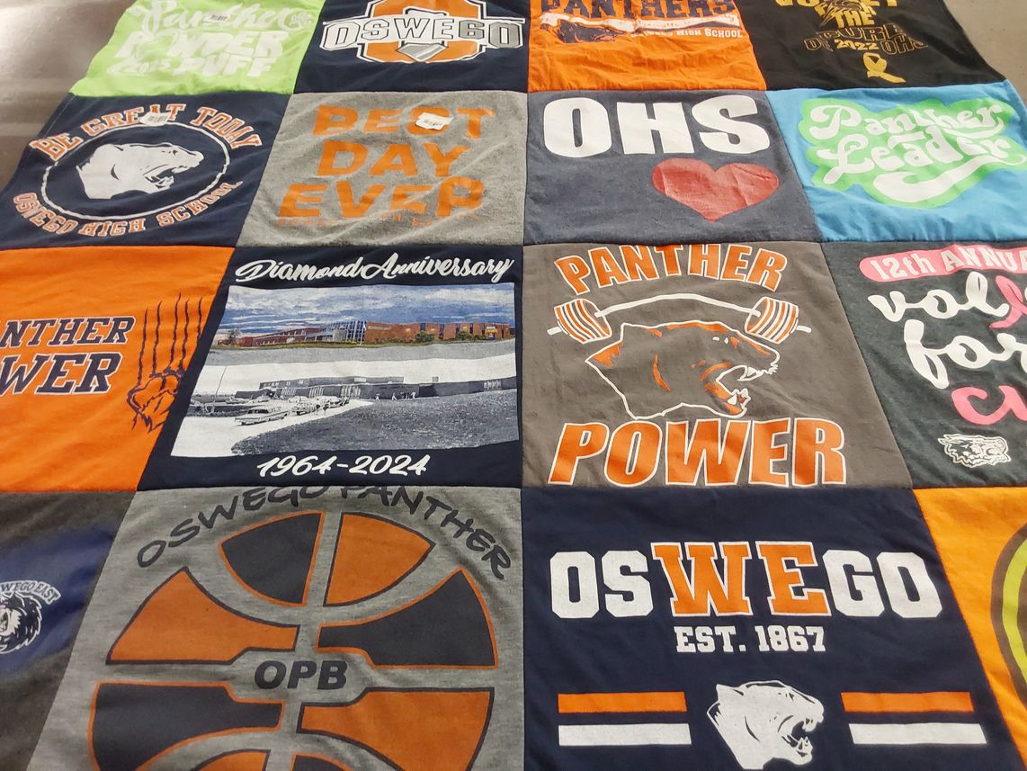 T-shirt quilt featuring oswego panthers by Michelle from IL