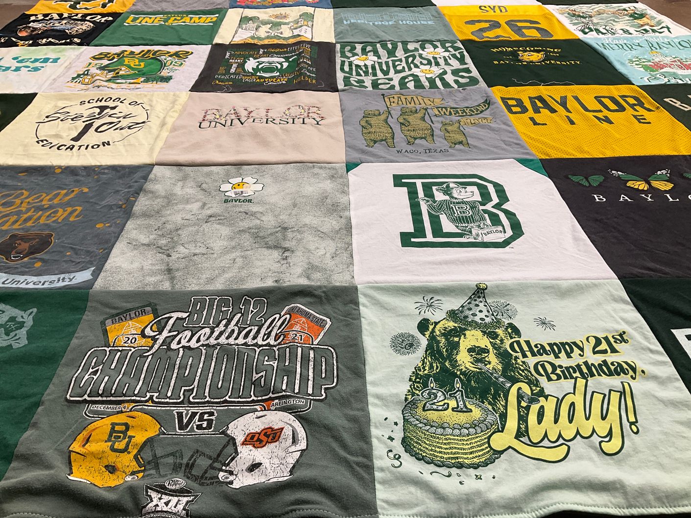 T-shirt quilt featuring baylor university bears by Michelle from TX