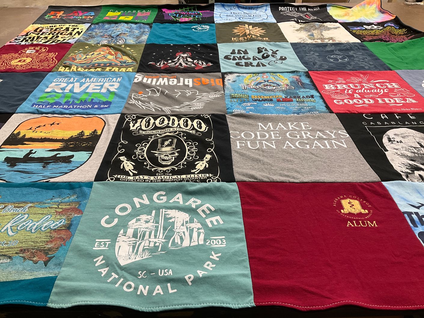 T-shirt quilt from salem college by JoAnn from MT