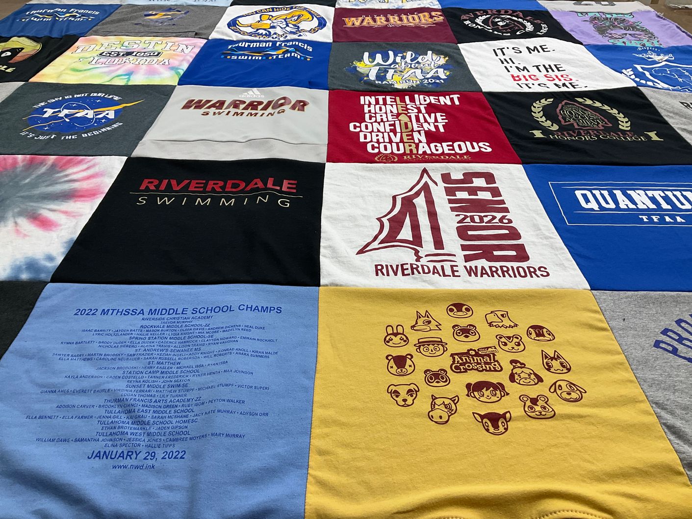 T-shirt quilt featuring riverdale warriors by Chauncey from TN