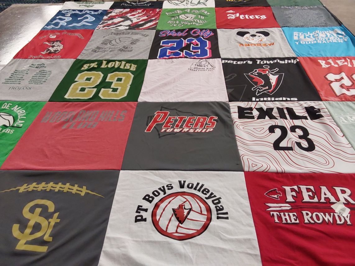 T-shirt quilt featuring peters township volleyball, peters township boys volleyball by Kevin from PA