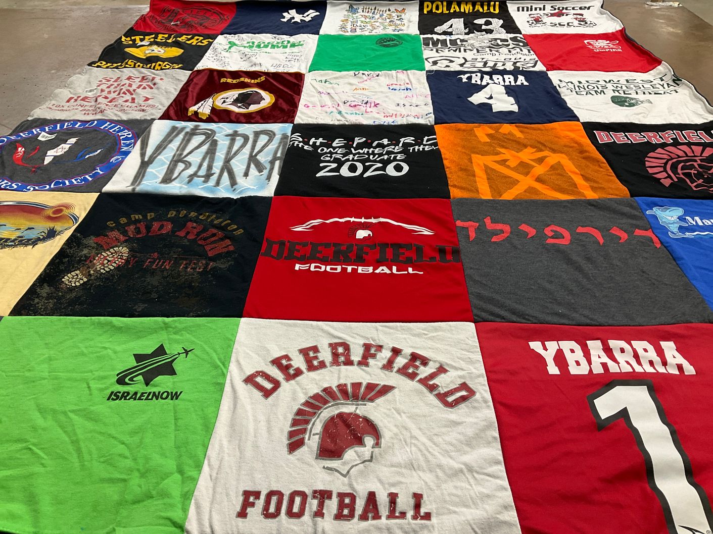 T-shirt quilt featuring deerfield university football by Stacy from IL