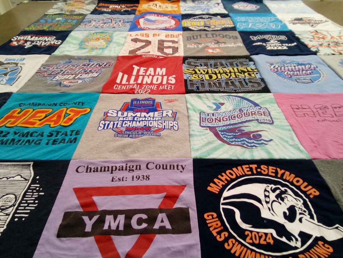 T-shirt quilt featuring champaign county heat, mahomet-seymour girls swimming team by Sadi from IL