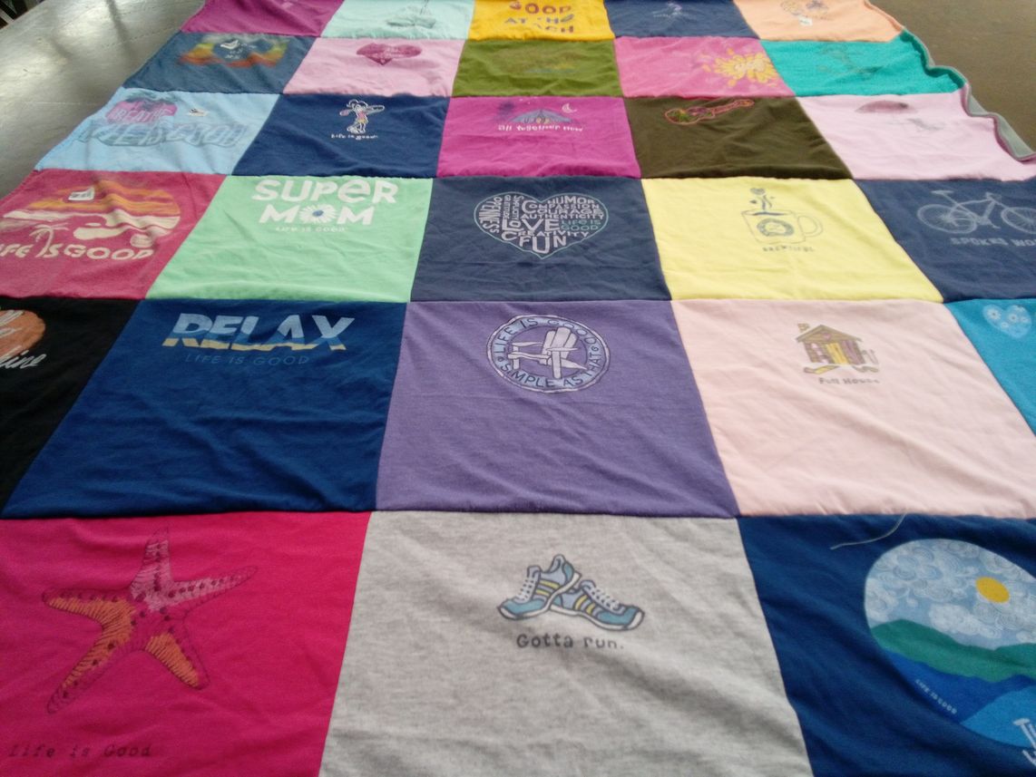 T-shirt quilt with outdoor activities, family themes by Amanda from AR