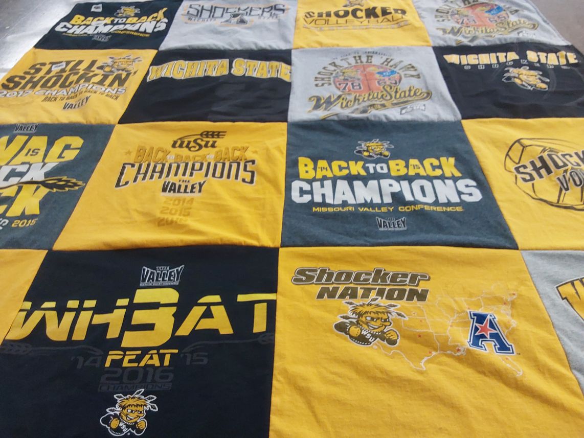 T-shirt quilt featuring wichita state university volleyball by Mary from KS