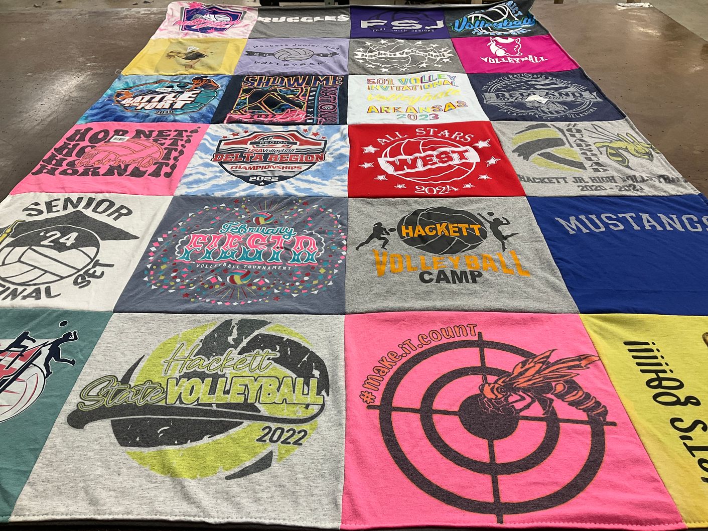 T-shirt quilt featuring hackett volleyball team by debi from AR