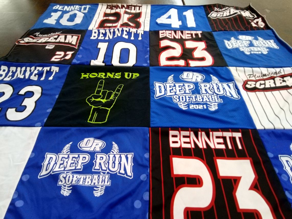 T-shirt quilt featuring deep run softball by Katie from PA
