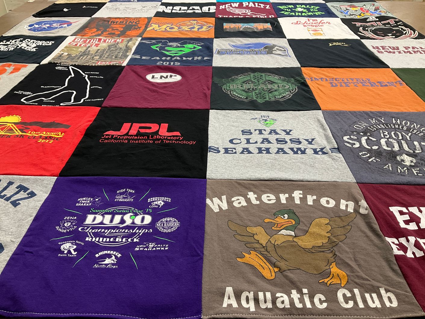 T-shirt quilt featuring new paltz seahawks by Renee from NY