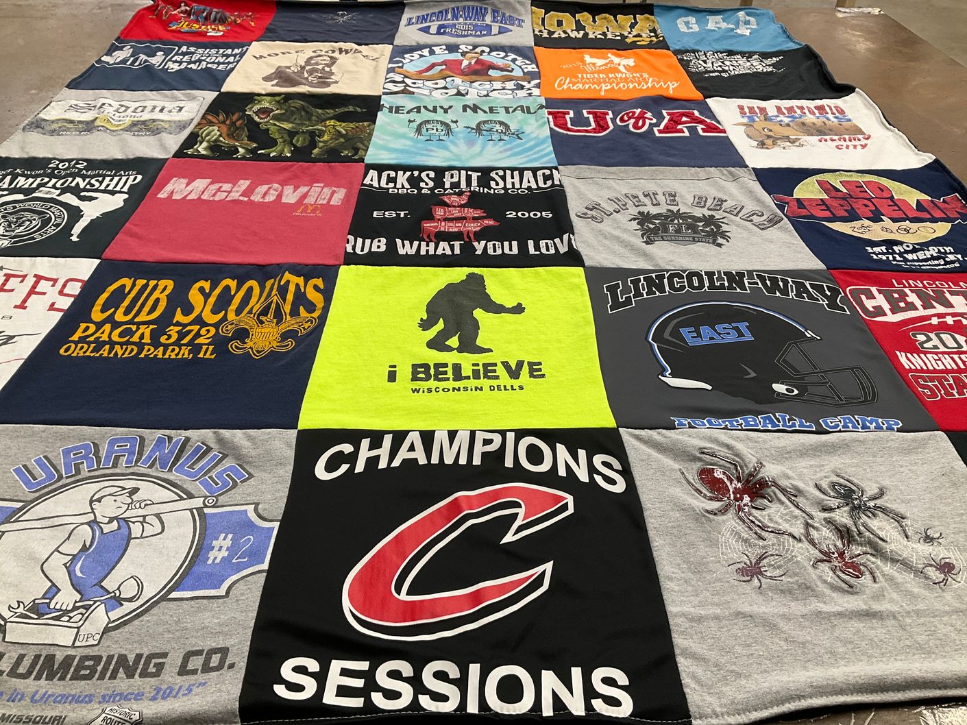 T-shirt quilt featuring lincoln-way east football team by Patricia from IL