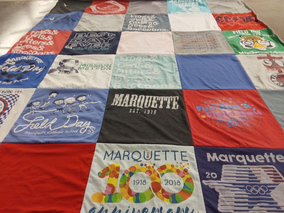 T-shirt quilt from marquette university, marquette catholic school by Ronda from OK