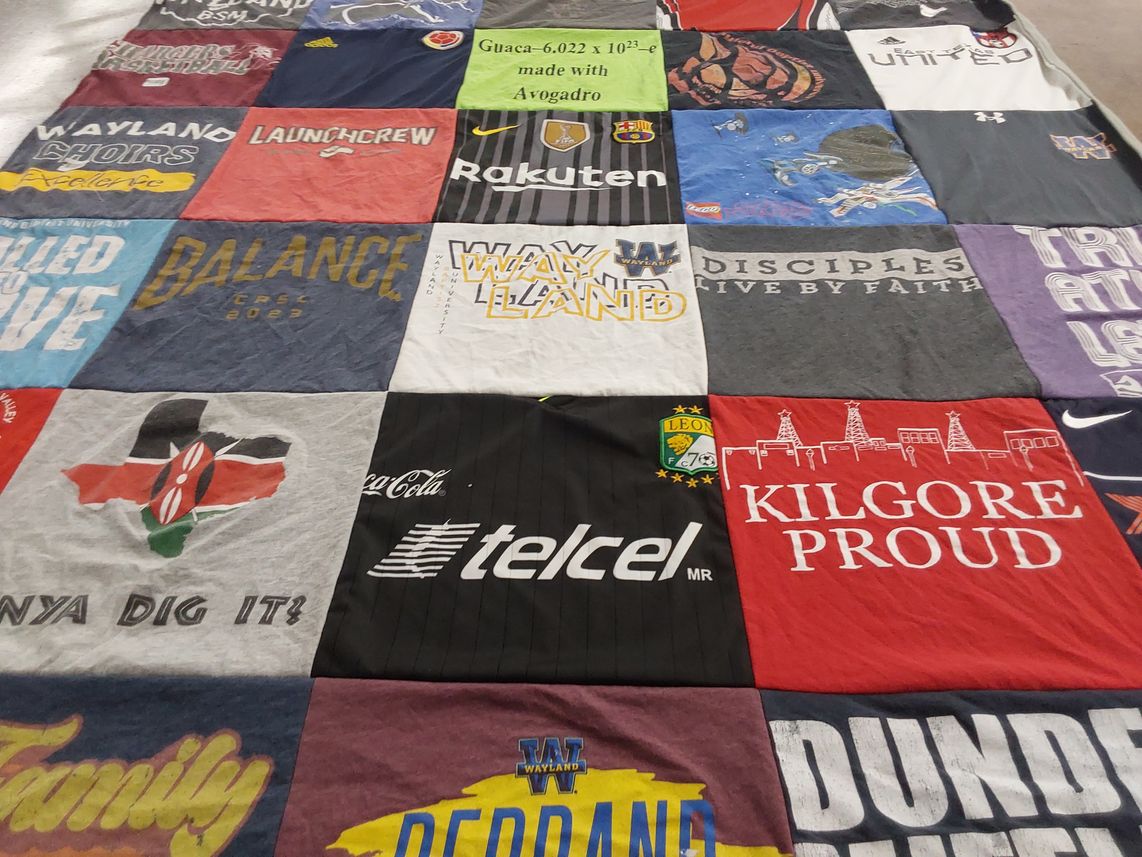 T-shirt quilt from wayland baptist university, kilgore college by Luke from TX
