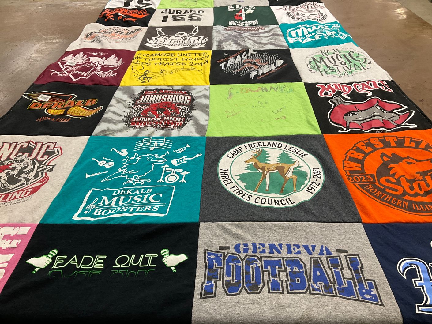 T-shirt quilt from dekalb high school, johnsburg junior high school by Allison from IL