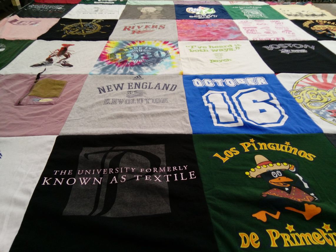T-shirt quilt from the university formerly known as textile by Deborah from MA