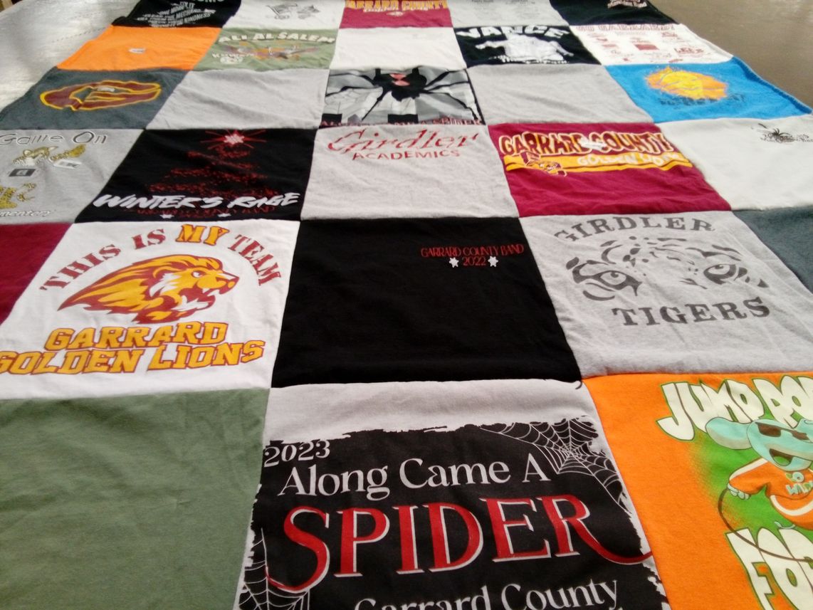 T-shirt quilt featuring garrard county golden lions, girdler tigers by Melissa from KY