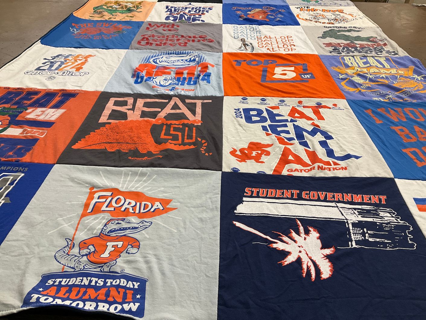 T-shirt quilt featuring florida gators by Colin from FL