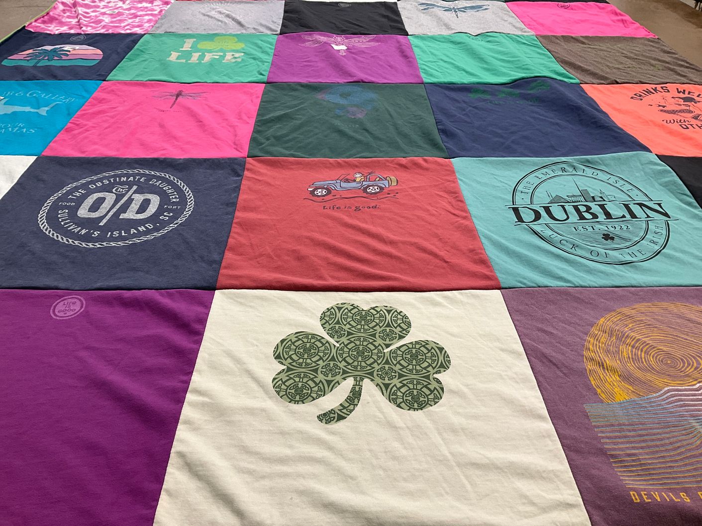 T-shirt quilt with travel, nature themes by Shannon from VA