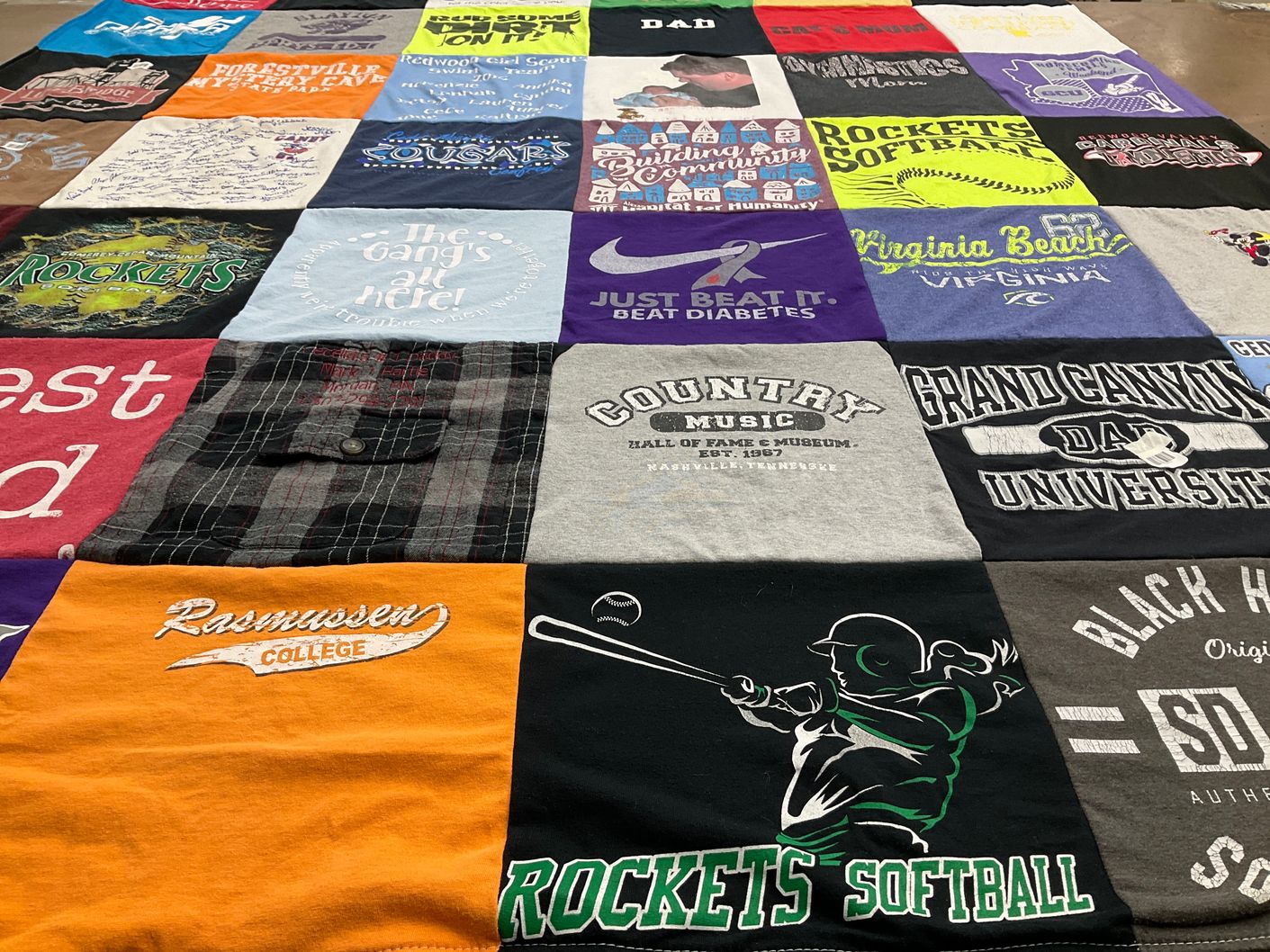 T-shirt quilt featuring rockets softball by Julie from MN