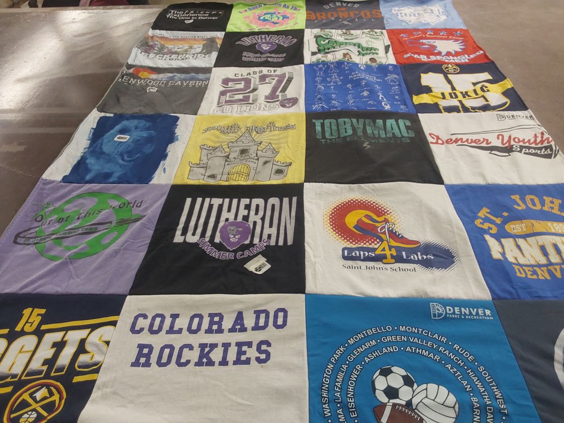 T-shirt quilt featuring colorado rockies, denver broncos by Jeanne from CO