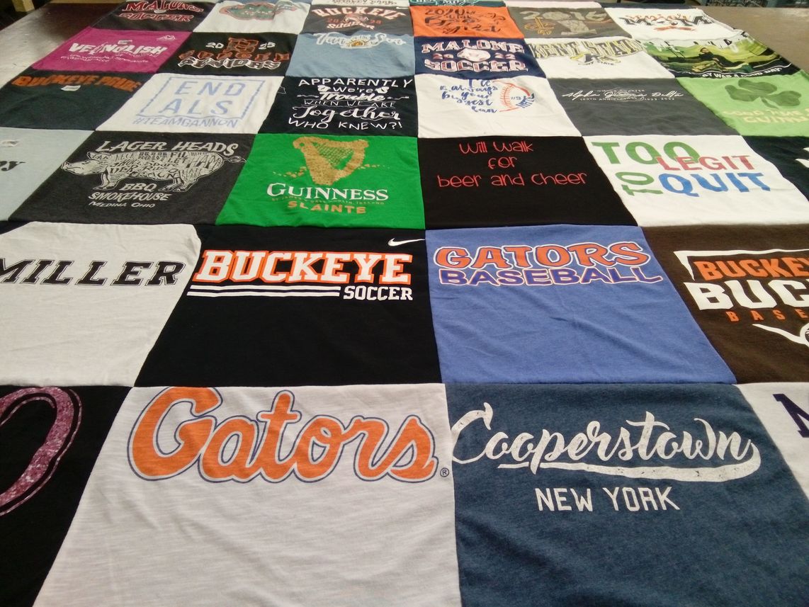 T-shirt quilt featuring gators baseball, buckeye soccer by Robert from OH