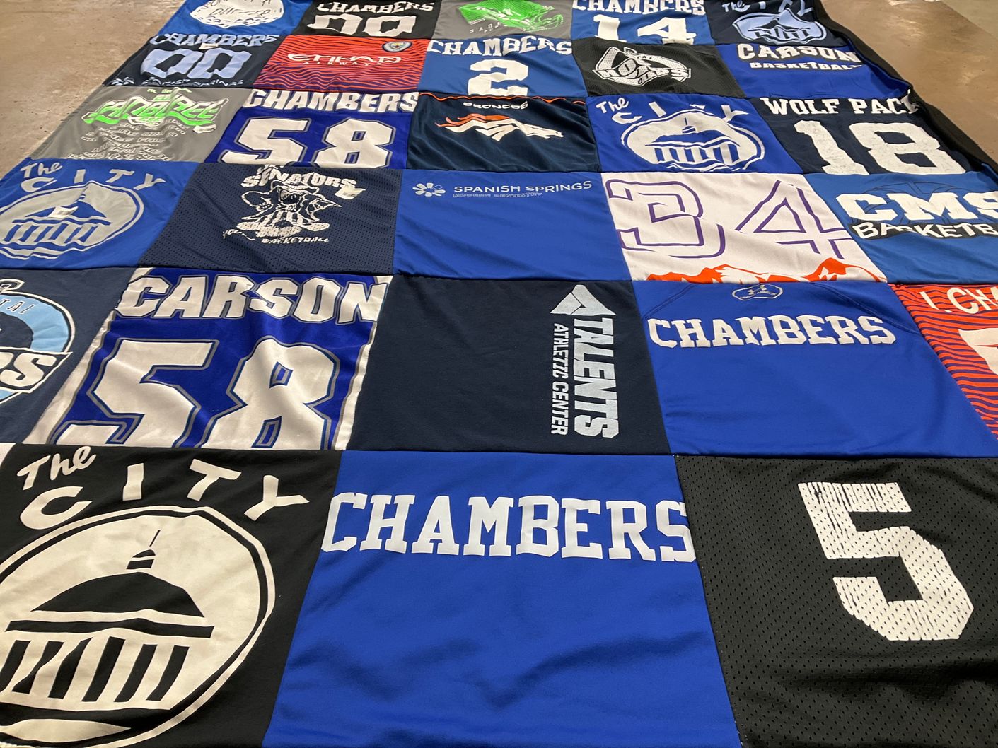 T-shirt quilt with basketball themes by Amanda from NV