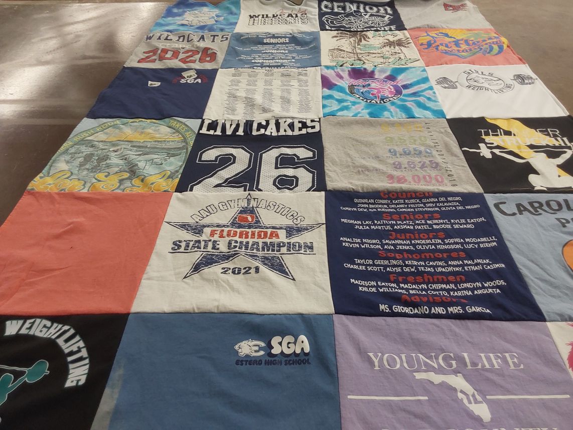 T-shirt quilt from estero high school by Kelly from FL