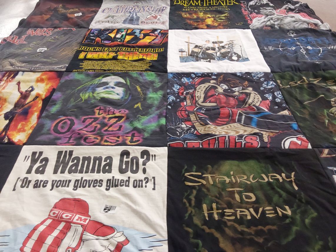 T-shirt quilt with music, concerts themes by CHRISTINA from NY
