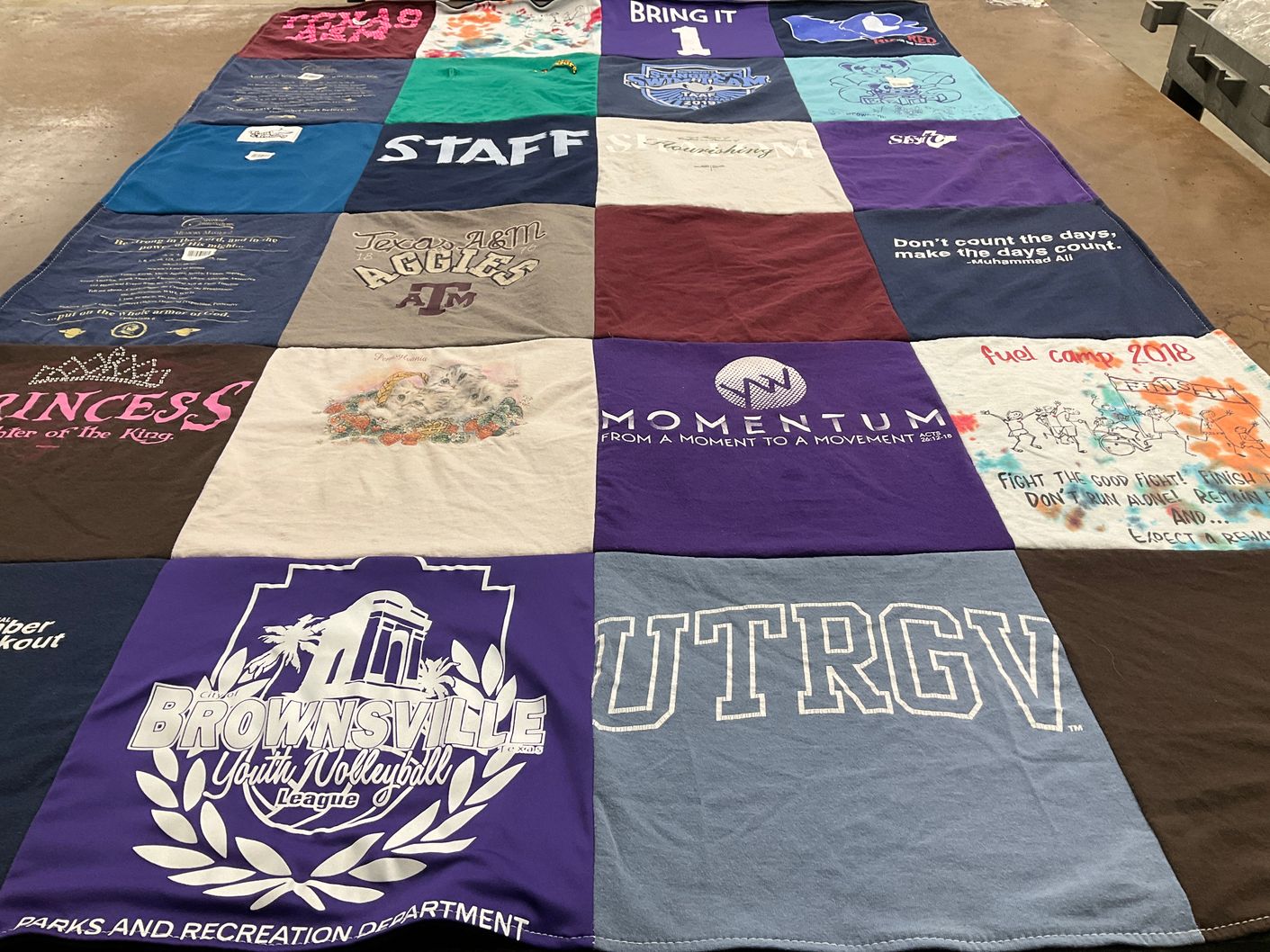 T-shirt quilt featuring brownsville youth volleyball league by Laura from TX