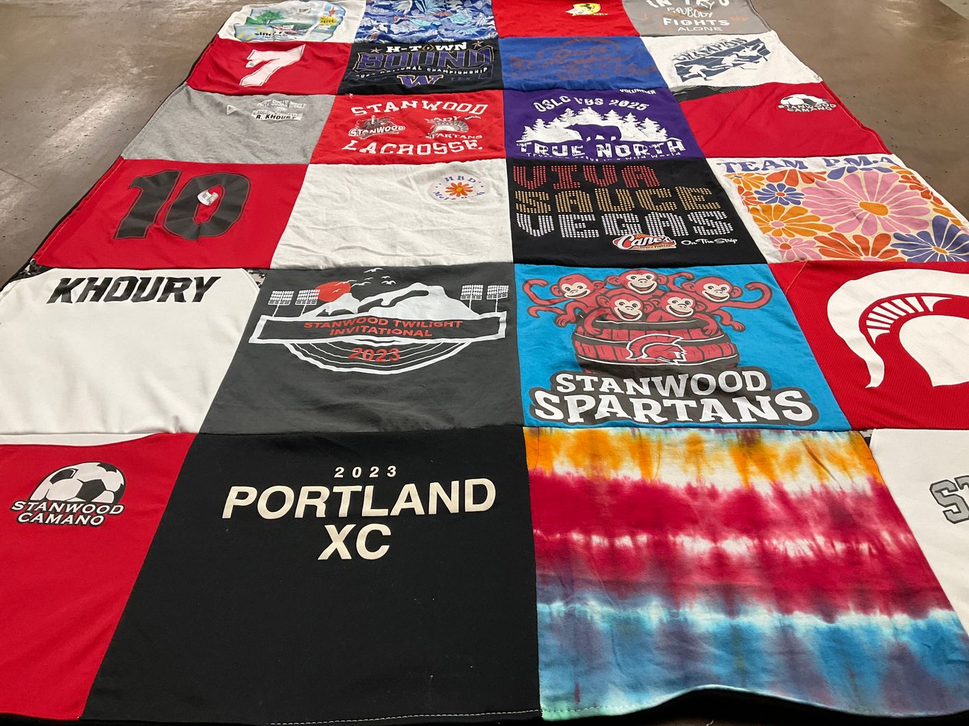 T-shirt quilt featuring stanwood spartans by Deanna from WA