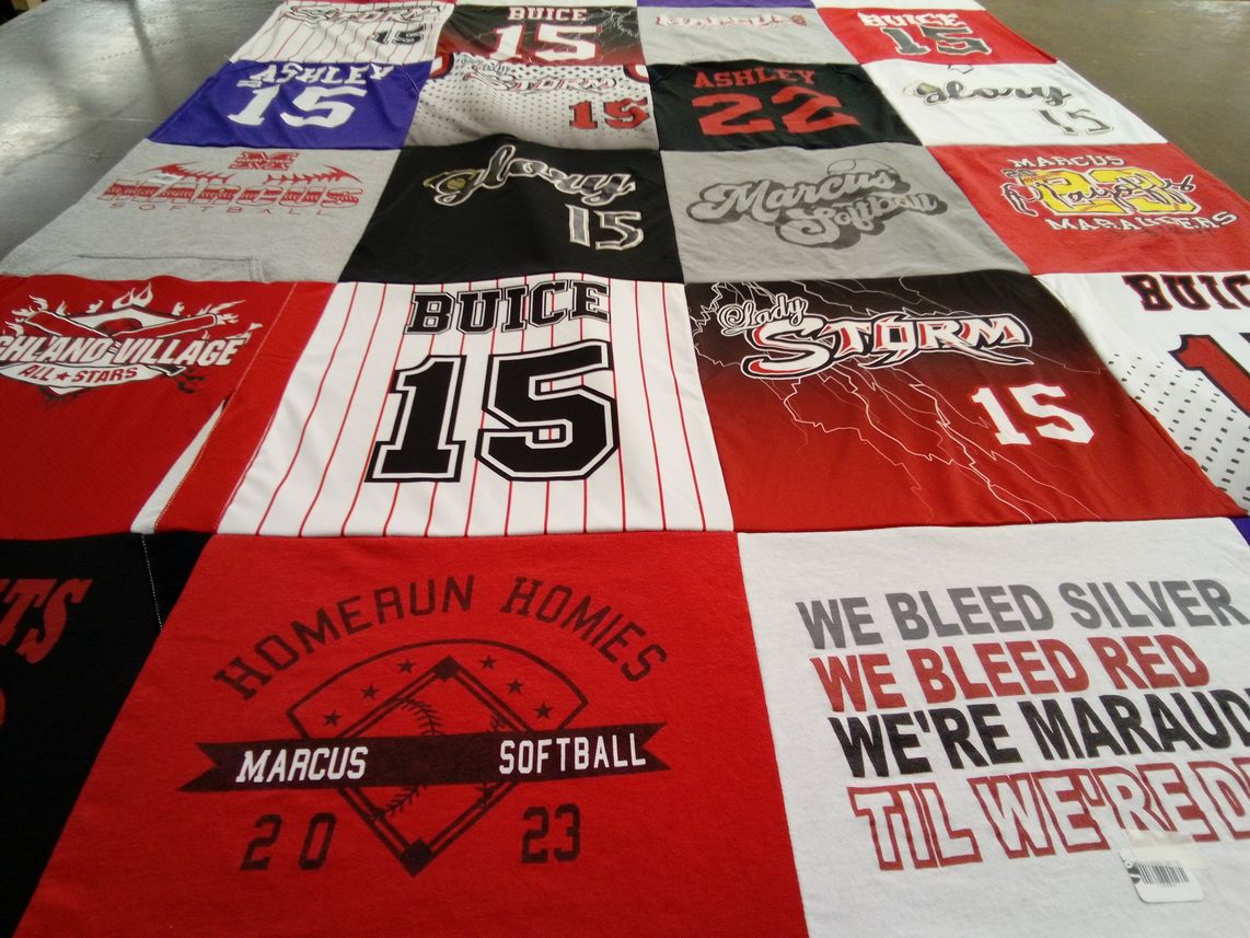 T-shirt quilt featuring marcus softball, lady storm by Ashley from TX