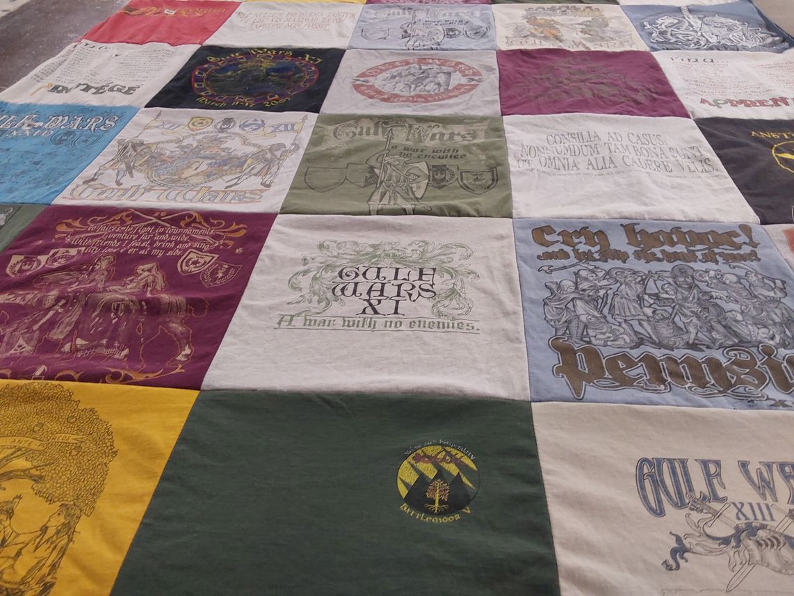 T-shirt quilt with medieval, fantasy themes by Stephanie from TX