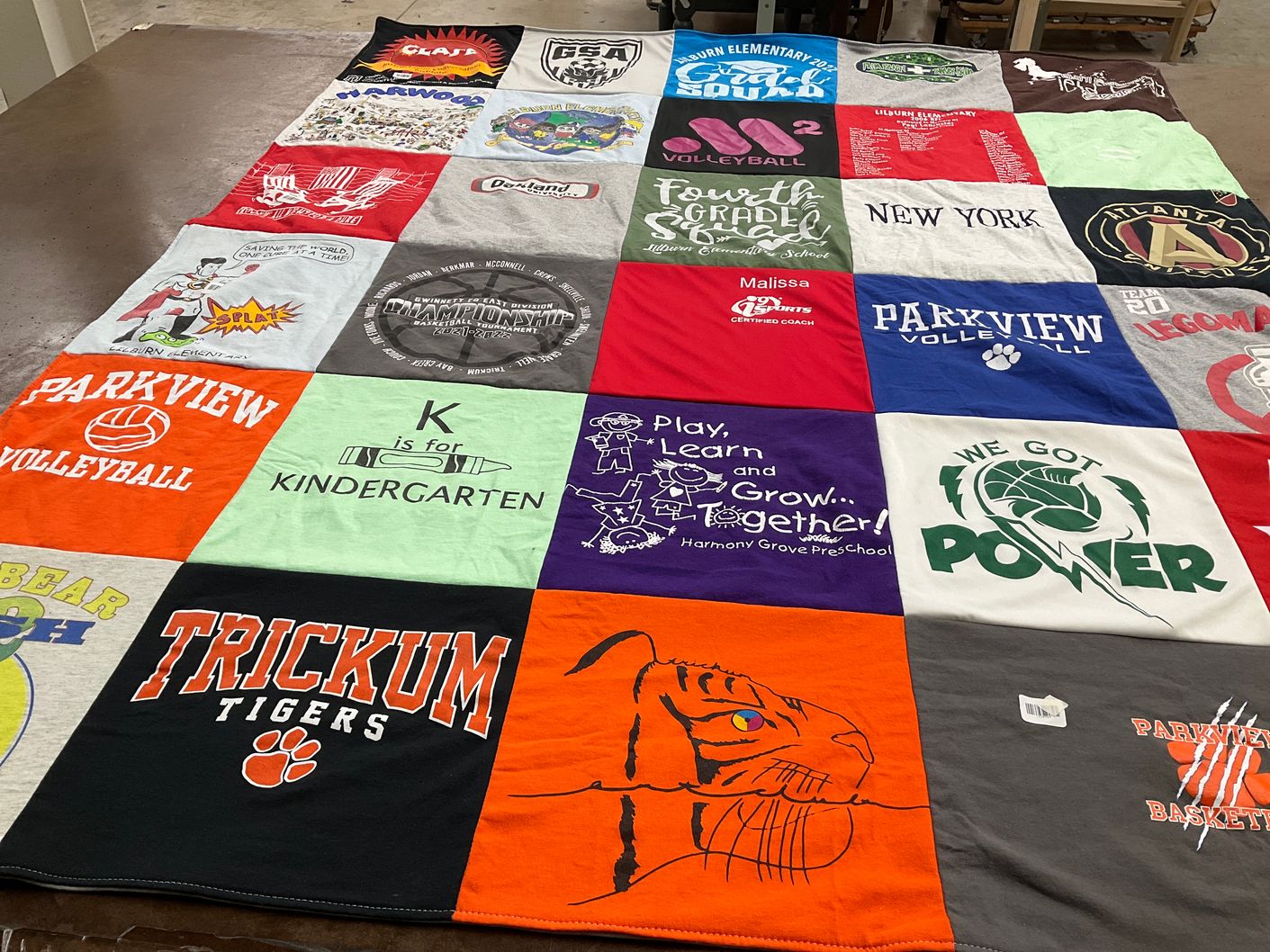 T-shirt quilt featuring parkview volleyball, trickum high school tigers by Malissa from GA