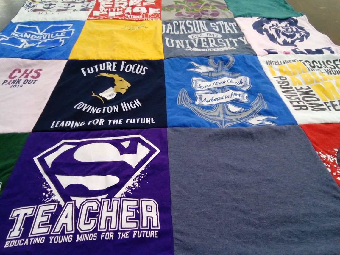 T-shirt quilt from jackson state university, covington high school by Latasha from LA