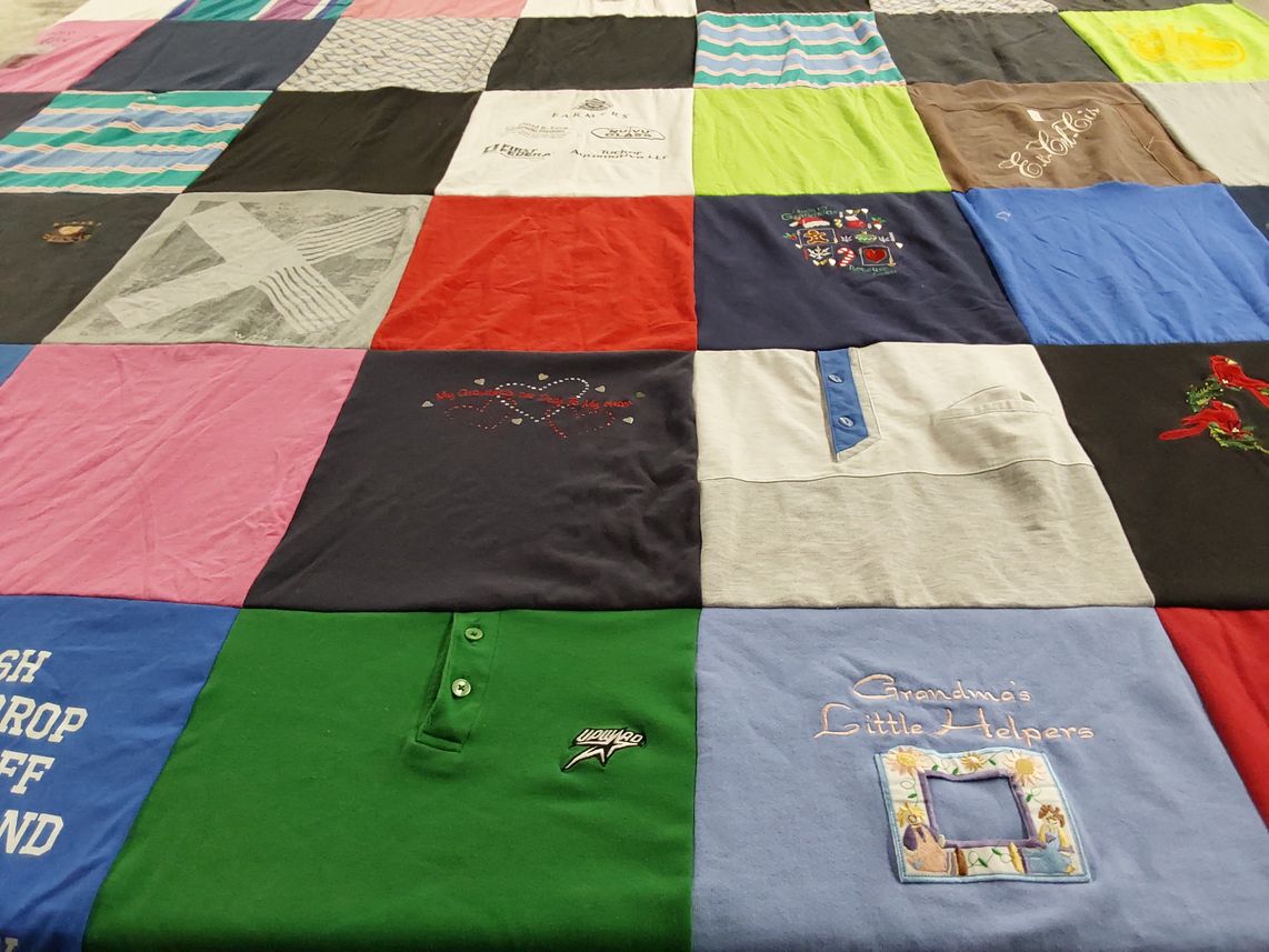 T-shirt quilt with sewing, crafting themes by Michelle from ID