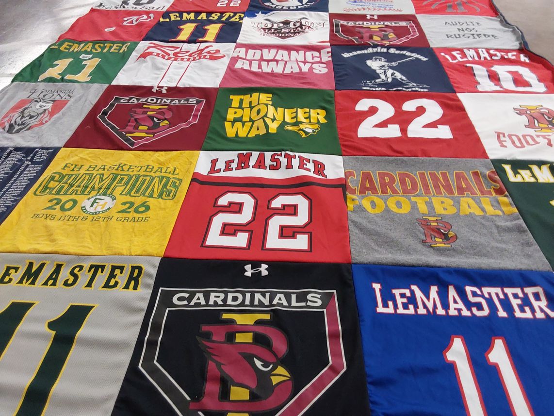 T-shirt quilt featuring lemaster high school basketball, lemaster high school football by Julia from VA