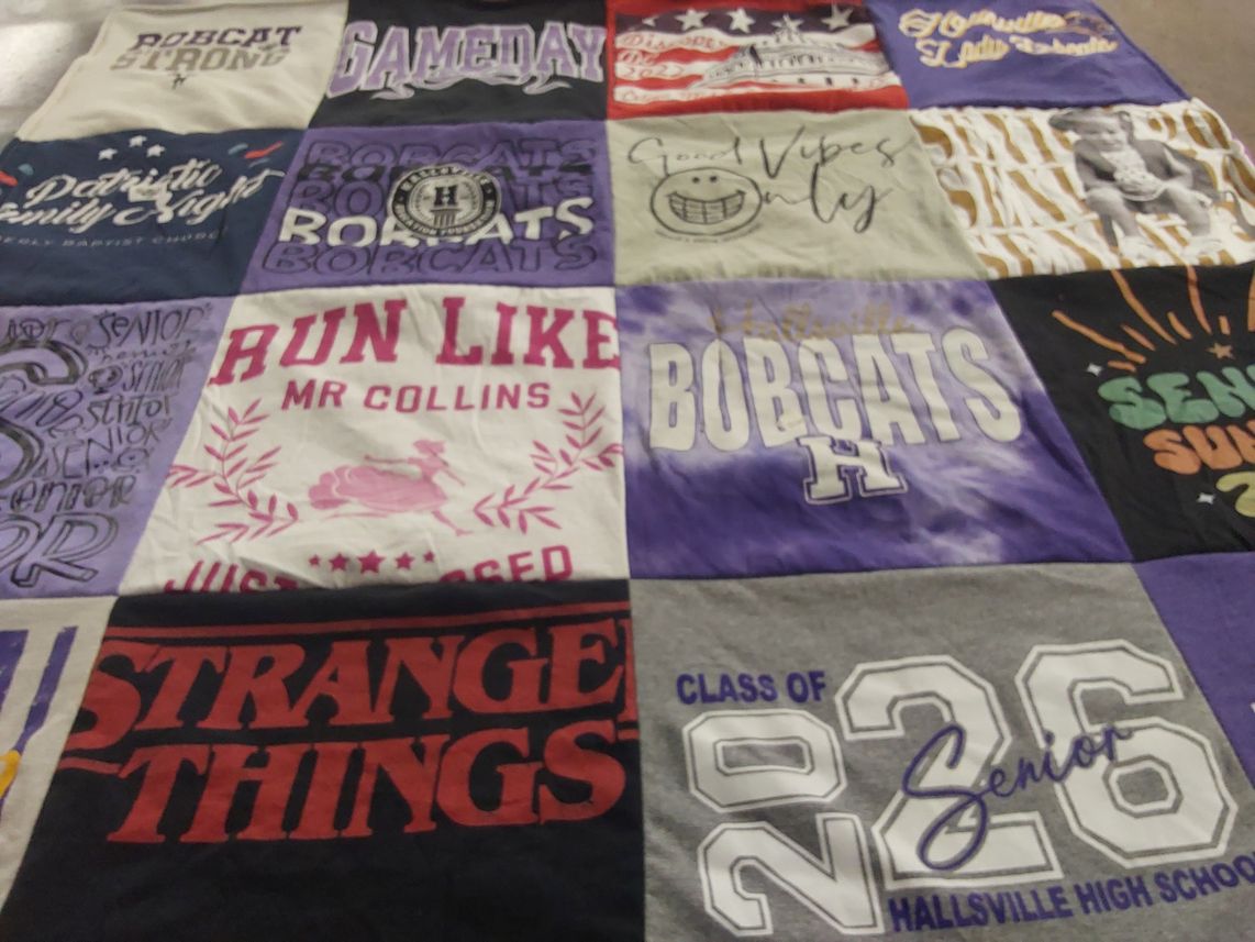T-shirt quilt featuring hallsville bobcats by dollye from TX