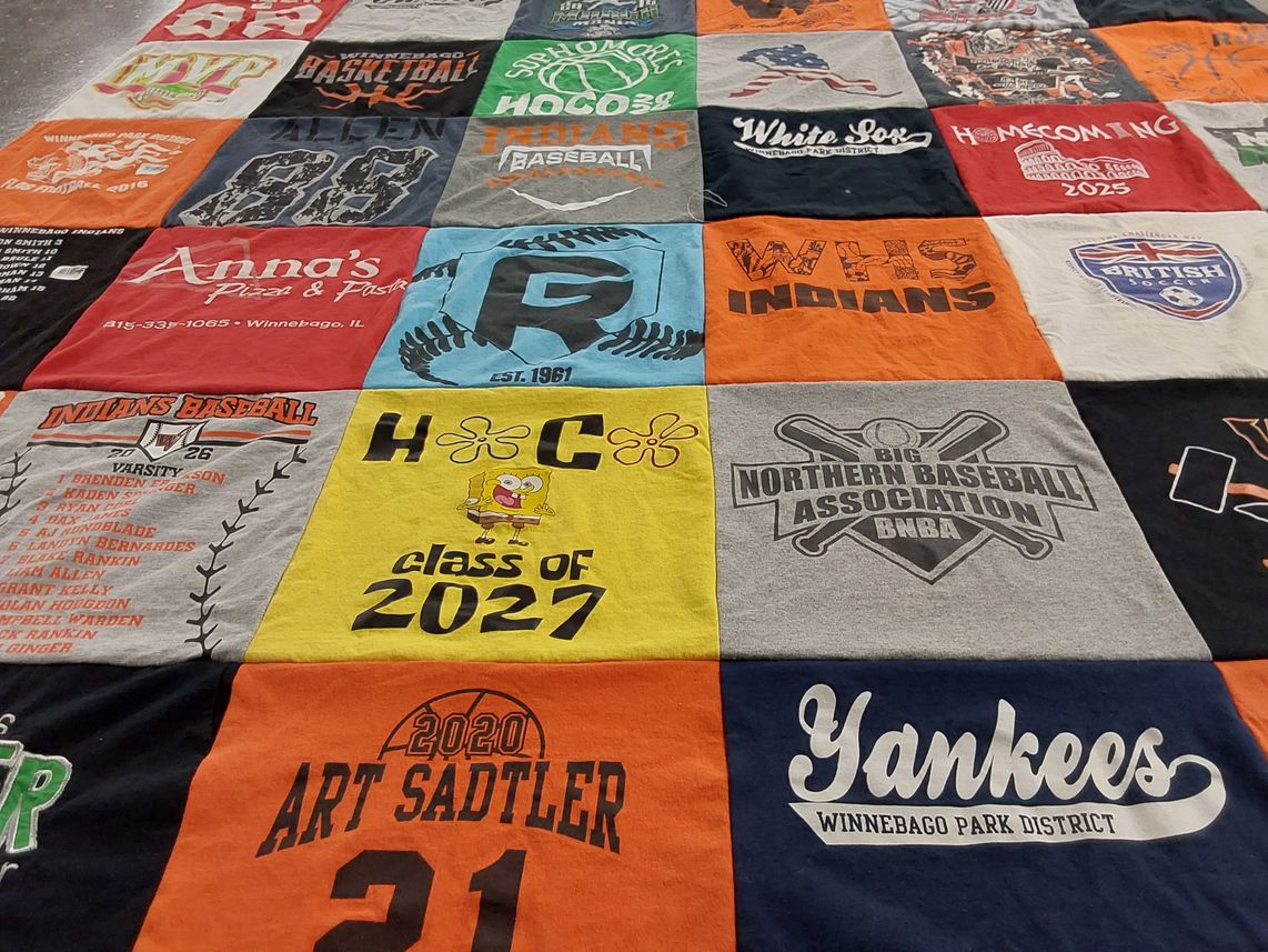T-shirt quilt featuring indians baseball, yankees by Loree from IL