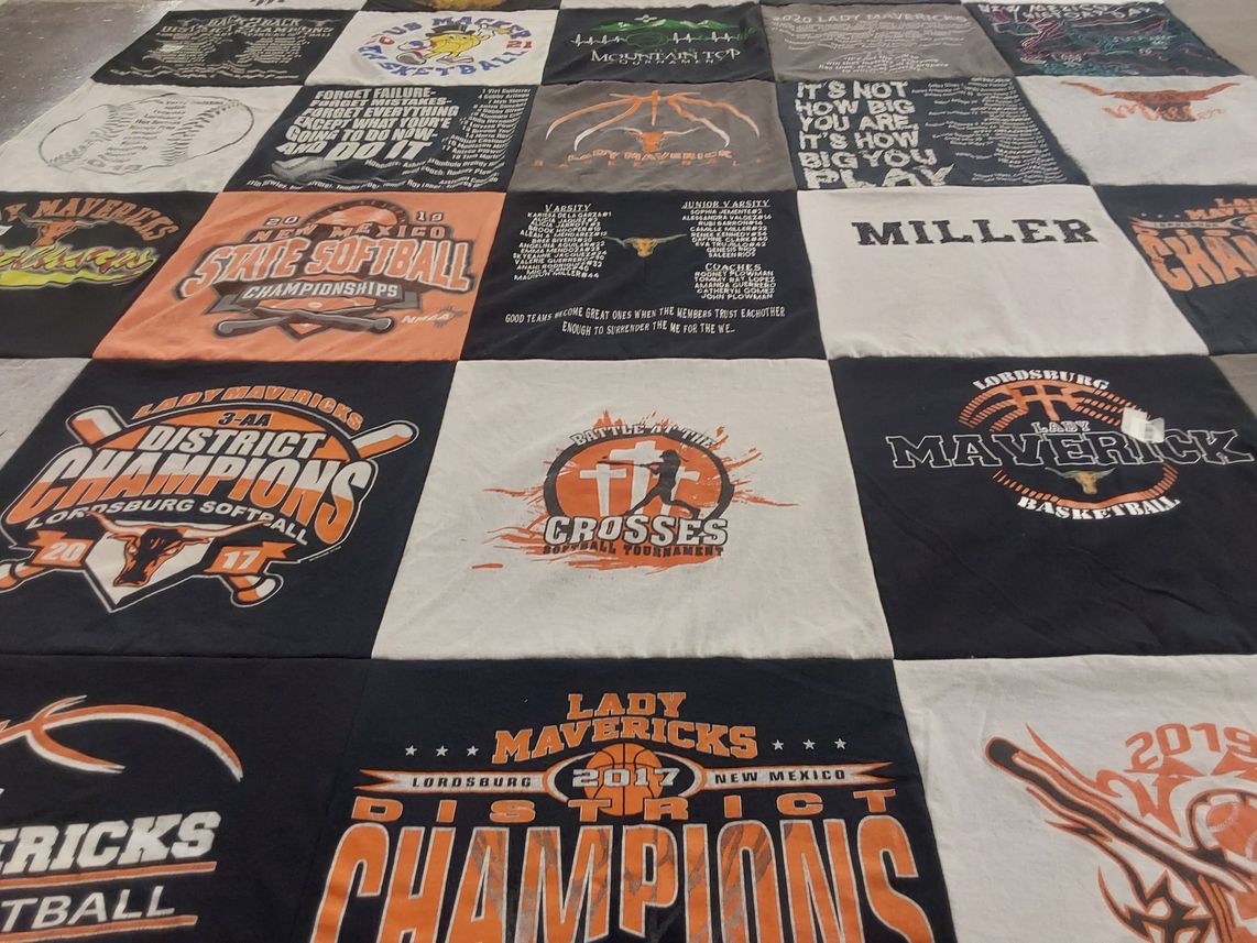 T-shirt quilt featuring ladymavericks softball, lordsburg mavericks basketball by Mathew from NM