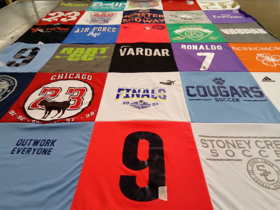 T-shirt quilt featuring cougars soccer by Ann from MI