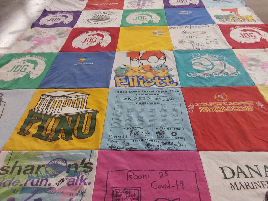 T-shirt quilt from punahou school, loma portal elementary school by Katherine from CA
