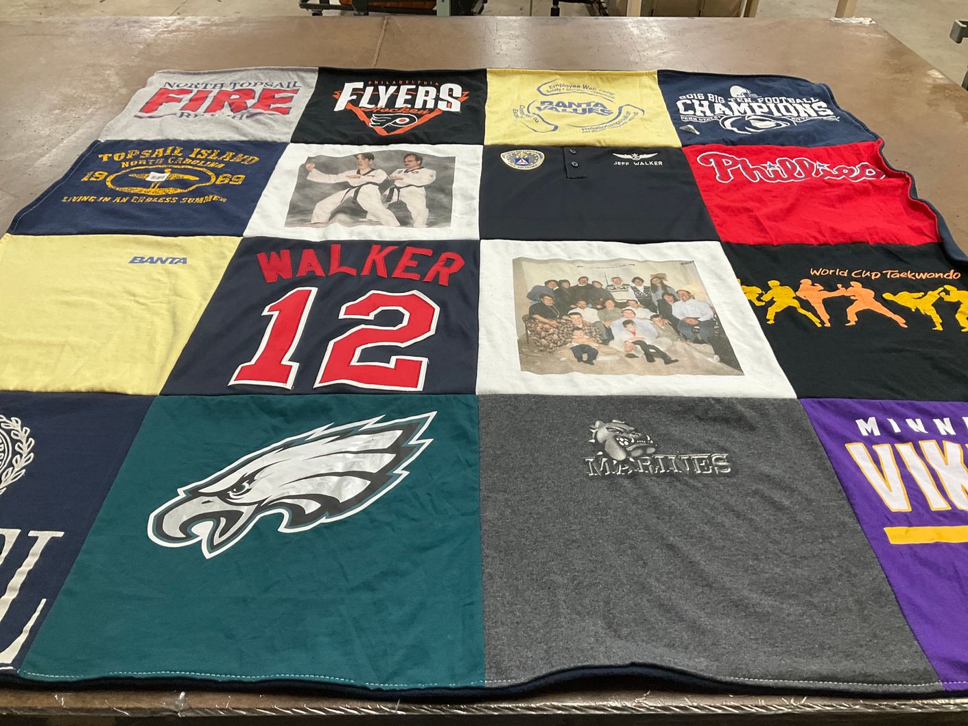 T-shirt quilt featuring philadelphia eagles, minnesota vikings by Lynne from NC