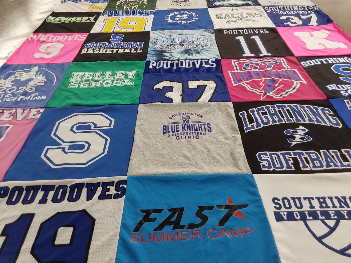 T-shirt quilt featuring southington basketball, southington volleyball by Heather from CT