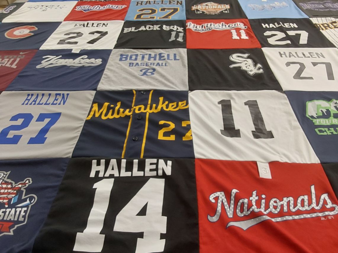 T-shirt quilt featuring milwaukee baseball, washington nationals by Sally from AZ